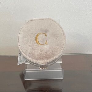 Primark Taupe Velvet Jewelry Box with Gold Letter C